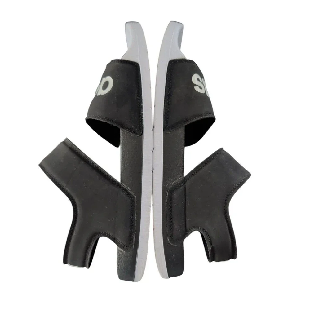 Adidas Adilette Black and White Slide Sandals Men's 8 Women's 9